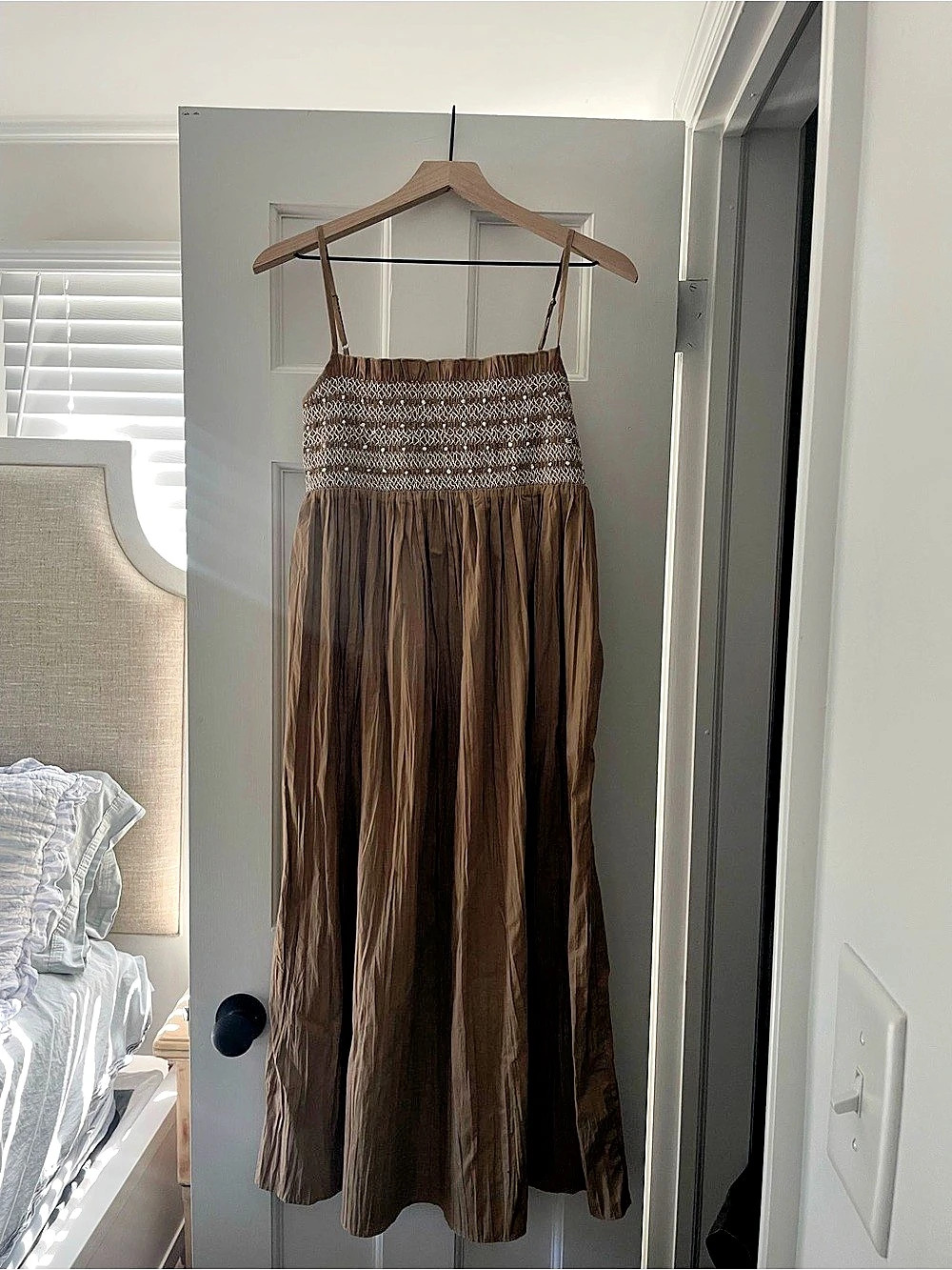 J.Crew Lina Smocked Midi Dress Brown Small